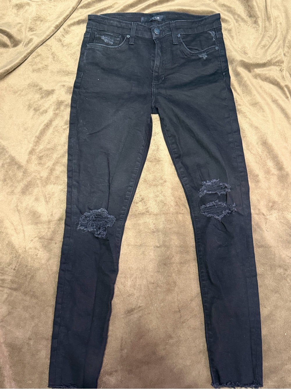 Joe's Jeans High Rise Skinny Ankle W28 Black Distressed Raw Hem